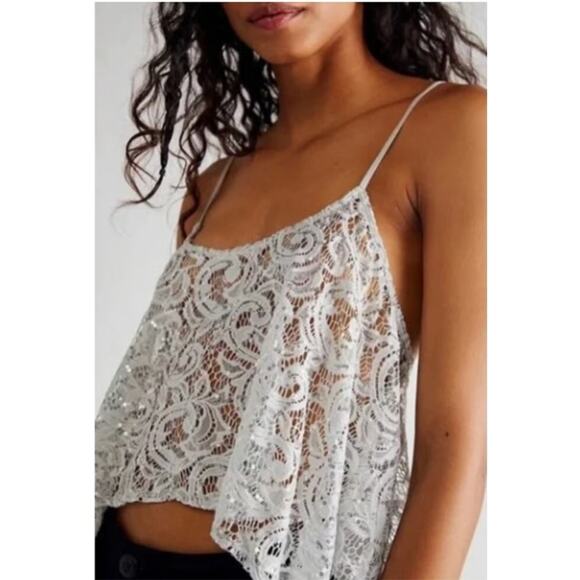 Free People Intimately Best Idea Sequins Cropped Cami - Size Medium - NWOT - Picture 1 of 6